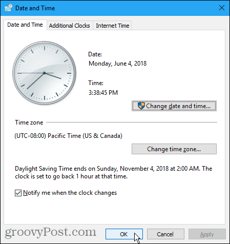 Datos ir laiko dialogo langas „Windows“