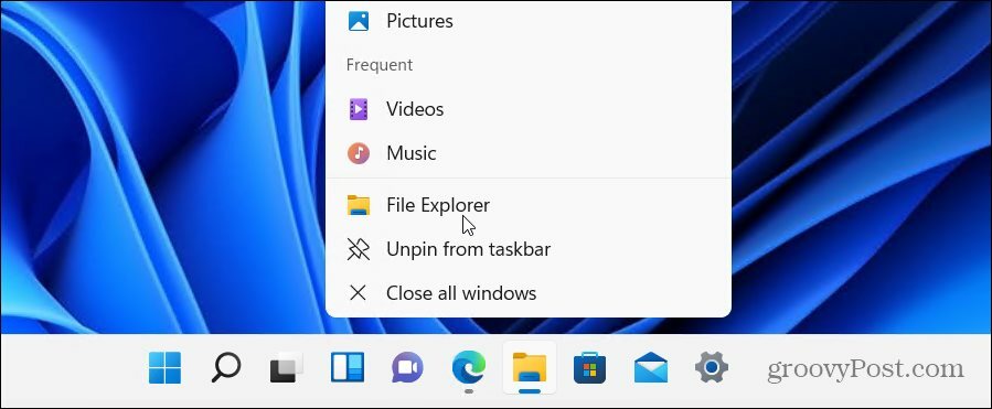  paleiskite „File Explorer“ „Windows 11“.
