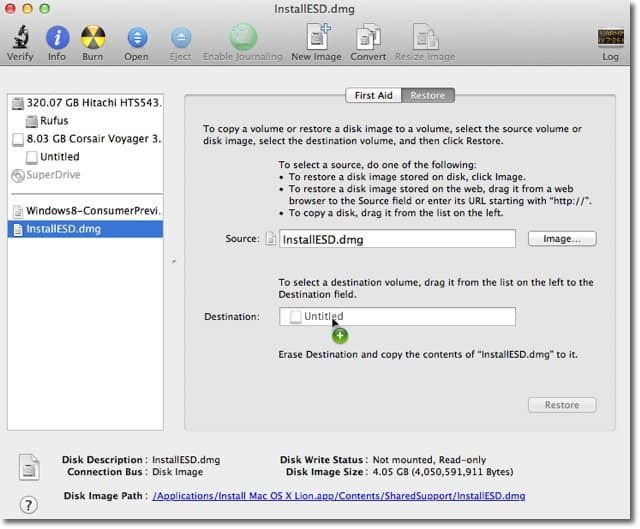 „Apple OS X Lion“: kaip sukurti įkrovos disko vaizdą
