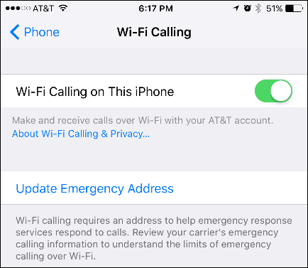 Įgalinkite „Wi-Fi“ skambučius „iPhone“