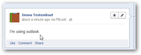 „Facebook“ būsena atnaujinta per „Outlook“