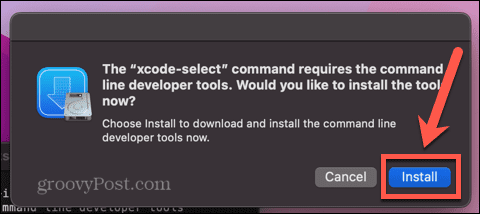 įdiegti xcode komandinės eilutės įrankius