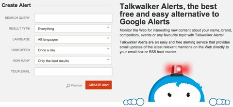 „talkwalker“ įspėjimo puslapis