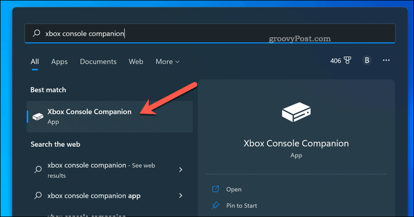 Atidarykite „Xbox“ papildomą programą sistemoje „Windows 11“.