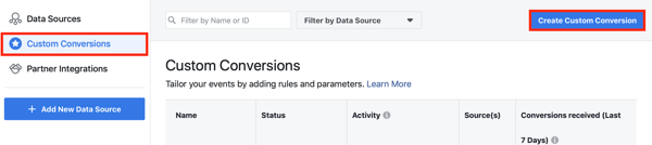 Norėdami nustatyti pasirinktines „Facebook“ pikselio konversijas, naudokite „Facebook“ įvykio sąrankos įrankio 10 veiksmo meniu parinktį 