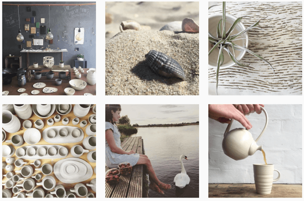 „Illyria Pottery“ naudoja vieną filtrą, kad sukurtų vientisą „Instagram“ kanalą.