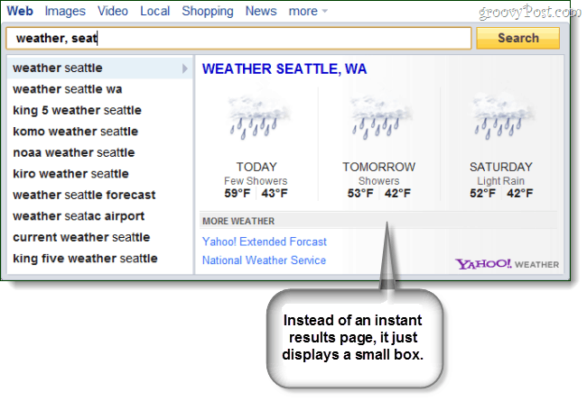 „Yahoo Search Direct“ dėl oro sąlygų