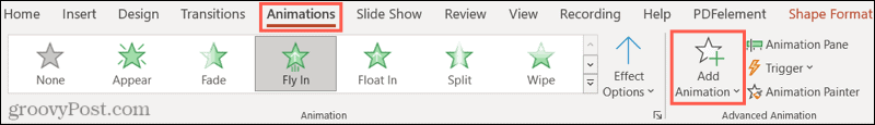 Pridėkite animaciją programoje „PowerPoint“.