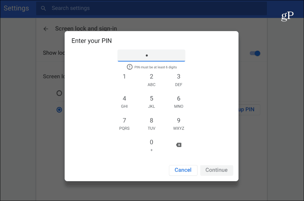 Įveskite PIN „Chromebook“ PIN kodą