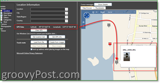 „Microsoft Pro Photo Photo GPS“. Pridėti GEO metaduomenis:: groovyPost.com
