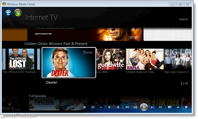 „Windows 7 Media Center“ - „Dexter“ ne = grooveDexter