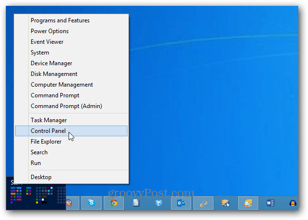 Valdymo skydas „Windows 8“ maitinimo meniu