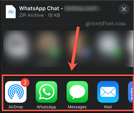 WhatsApp eksporto parinktys