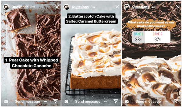 Maisto žurnalas „Bake From Scratch“ suteikė savo „Instagram“ sekėjams galimybę kontroliuoti turinio tvarkaraštį atlikus šią greitą apklausą.