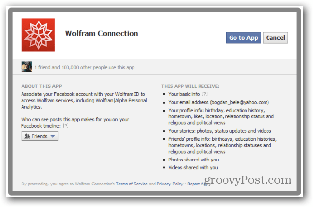 „wolfram alfa“ facebook pranešimas „facebook“ eik į programą
