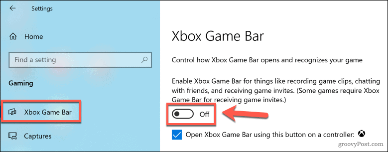 „Xbox“ žaidimų juostos išjungimas sistemoje „Windows 10“