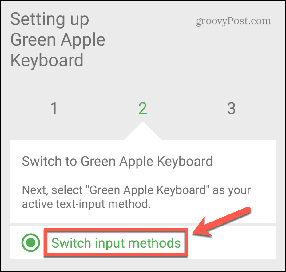 Green Apple klaviatūros jungiklio įvesties metodai