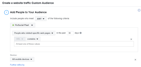 Naudokite „Facebook“ įvykių sąrankos įrankio 17 veiksmo nustatymus, kad sukurtumėte tinkinto srauto į svetainę srautą pagal įrenginį