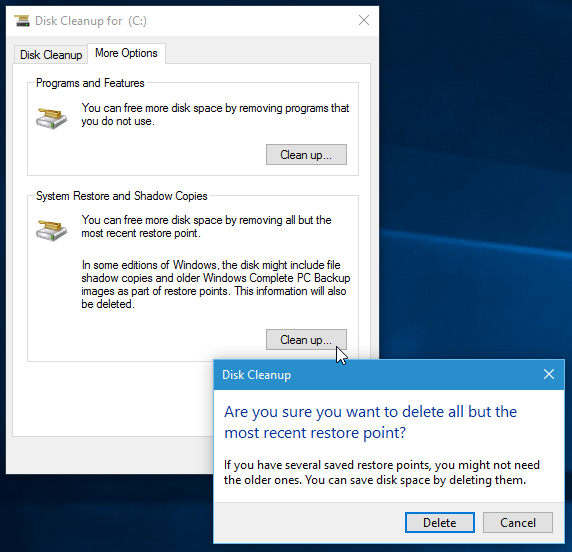ištrinti „Windows 10“