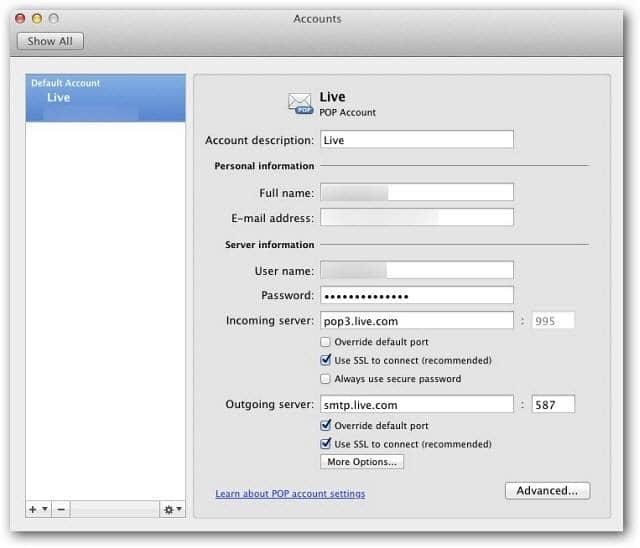 „Microsoft Outlook Mac 2011“: nustatykite „Windows Live Mail“ naudodami POP3