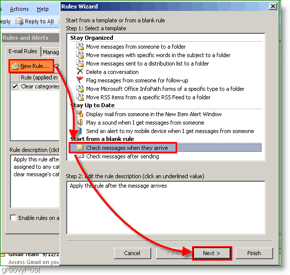 „Outlook 2007“ - sukurkite „Outlook“ taisyklę gavę el. Laišką