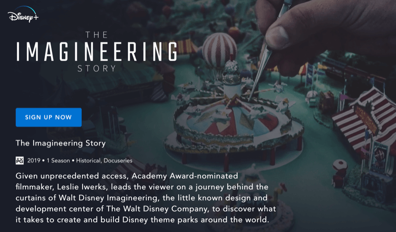 „Disney +“ tinklalapis, skirtas „Imagineering Story“