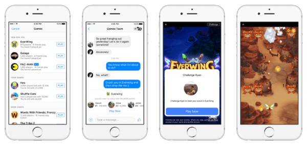 „Facebook“ „Messenger“ ir „Facebook“ naujienų sraute, tiek mobiliajame, tiek žiniatinklyje, išleido „Instant Games“ - naują HTML5 žaidimų, teikiamų tarp platformų, patirtį.