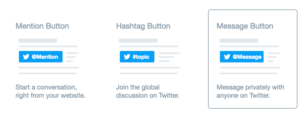 Pridėkite „Twitter“ žinutės mygtuką prie savo svetainės.