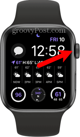 Paspauskite skaitmeninį vainikėlį „Apple Watch“
