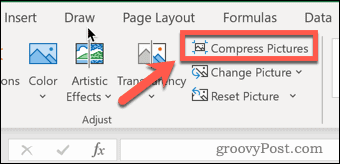 Paveikslėlių suspaudimas programoje Excel