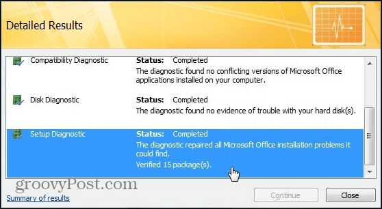 „Office 2007“ diagnostikos rinkliava