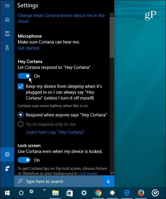 įgalinti Ei Cortana