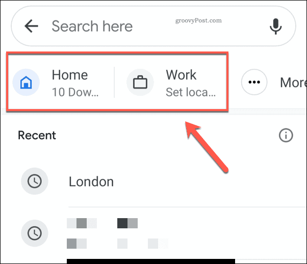 „Google Maps“ namų ir darbo adresų piktogramos