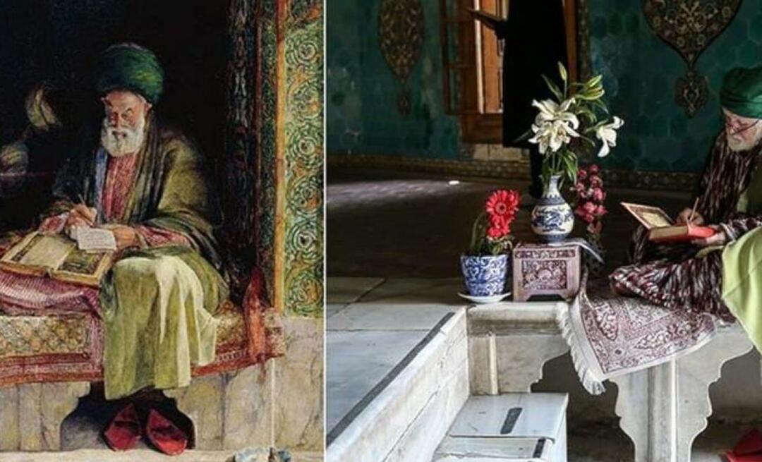 Neslihan Sağır Çetin nufotografavo paveikslą, kurį britų tapytojas nupiešė prieš 153 metus Yeşil Türbe.