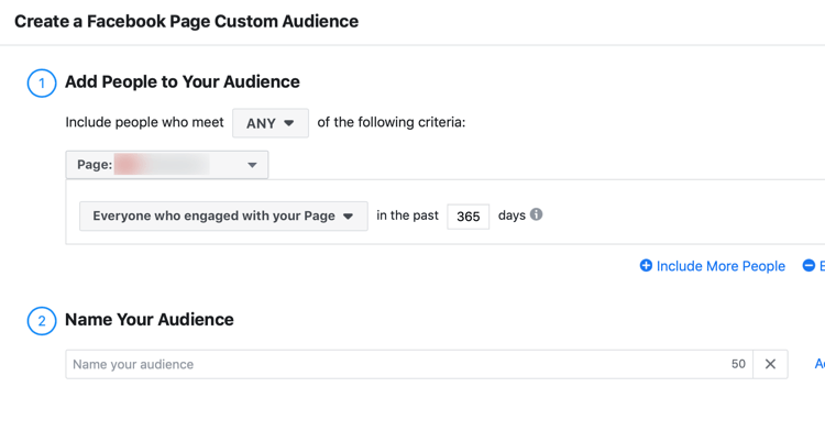 Sukurkite „Facebook“ puslapio pasirinktinės auditorijos dialogo langą