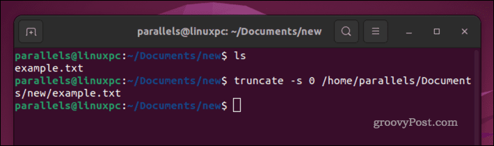 „Linux“ failo ištuštinimas naudojant komandą sutrumpinti