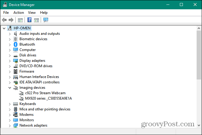 Įrenginių tvarkyklė, veikianti „Windows 10“