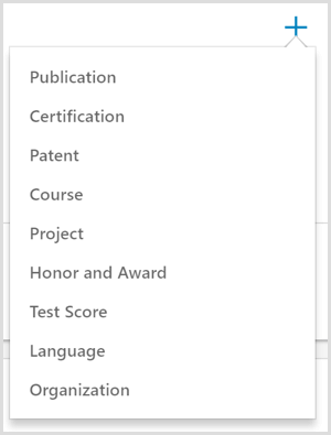 Galimybės pridėti pasiekimą prie „LinkedIn“ profilio