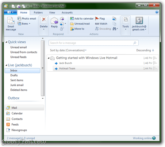 Paleiskite „Windows Live Mail“