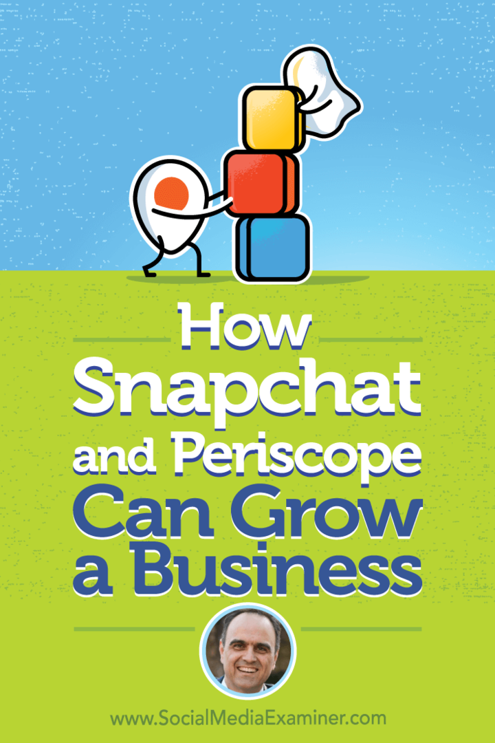 Kaip „Snapchat“ ir „Periscope“ gali išauginti verslą, pateikdami Johno Kaposo įžvalgas „Social Media Marketing Podcast“.