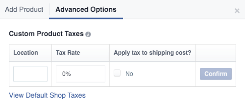 facebook parduotuvė individualizuotų produktų mokesčiai