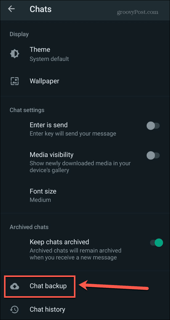 „WhatsApp“ pokalbių atsarginė kopija