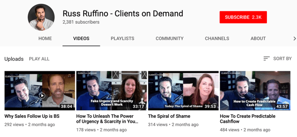 B2B verslo būdai, kaip naudoti internetinius vaizdo įrašus, Russas Ruffino imasi „YouTube“ interviu vaizdo įrašų kanalo