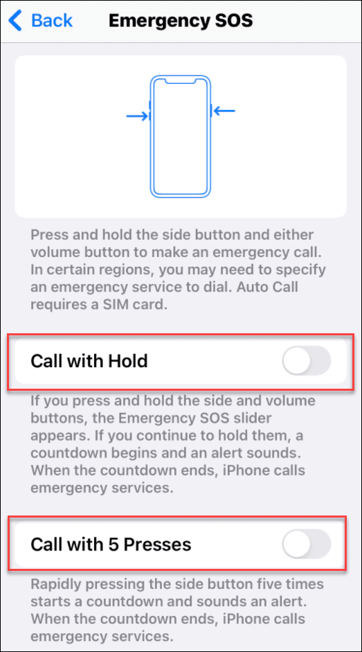 išvengti atsitiktinių skambučių 911 „iPhone“.