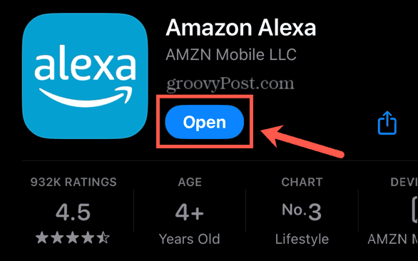 „Alexa“ programos atidarymo mygtukas