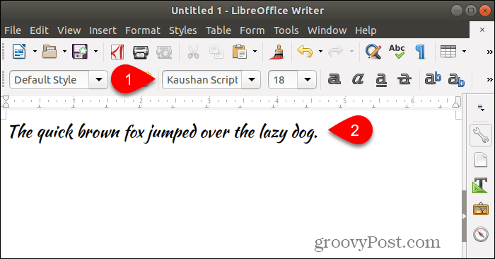 Naujo šrifto naudojimas „LibreOffice Writer“