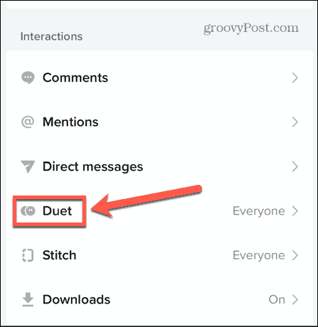 tiktok dueto parinktys