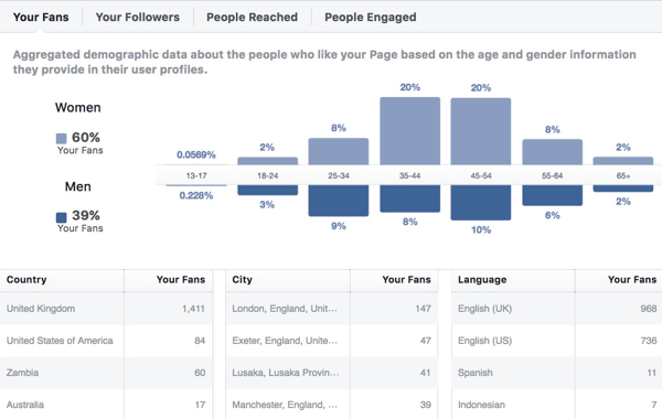 „Facebook Insights“ auditorijos demografinių duomenų duomenys.