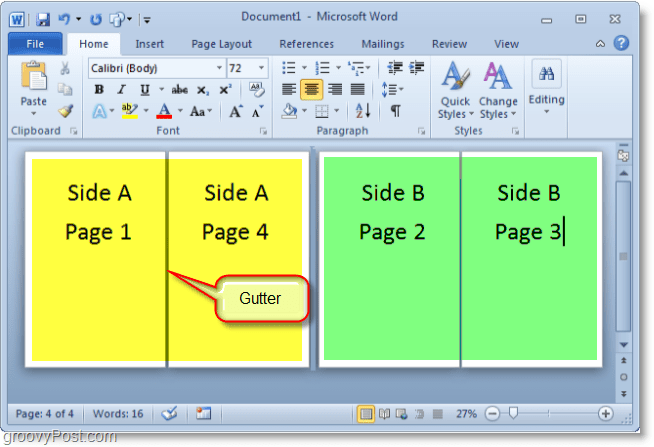 „Micosoft Word 2010“ ekrano kopija sukuriant brošiūrą „Microsoft Word 2010“ gali būti šiek tiek sudėtinga, tačiau ši schema turėtų padėti