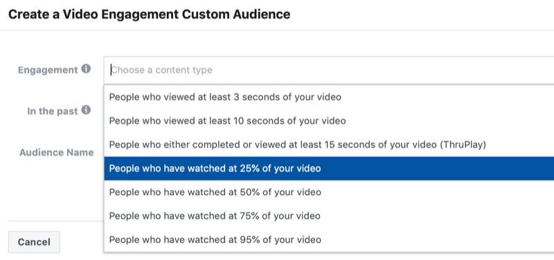 dialogo langą, kad sukurtumėte „Facebook“ įtraukimo į vaizdo įrašus pasirinktinę auditoriją